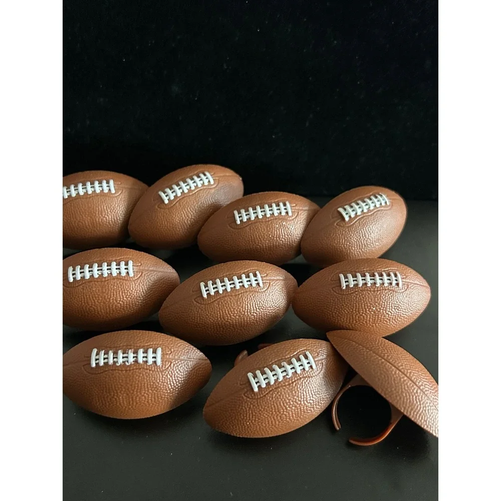 Football Cupcake Topper Rings Brown Good Plastic Sports Party Favors X 12